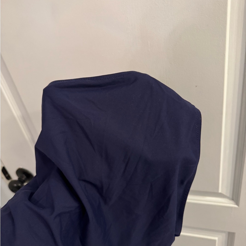 Athleta Square Neck One Piece Swimsuit Navy Blue Medium - Picture 3 of 8